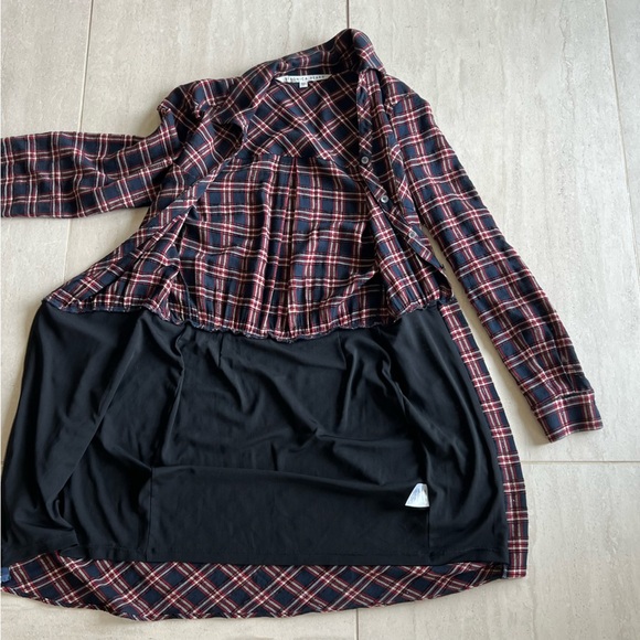 Veronica Beard Asymmetrical Red Plaid Shirt Dress Size 0 - Picture 10 of 11